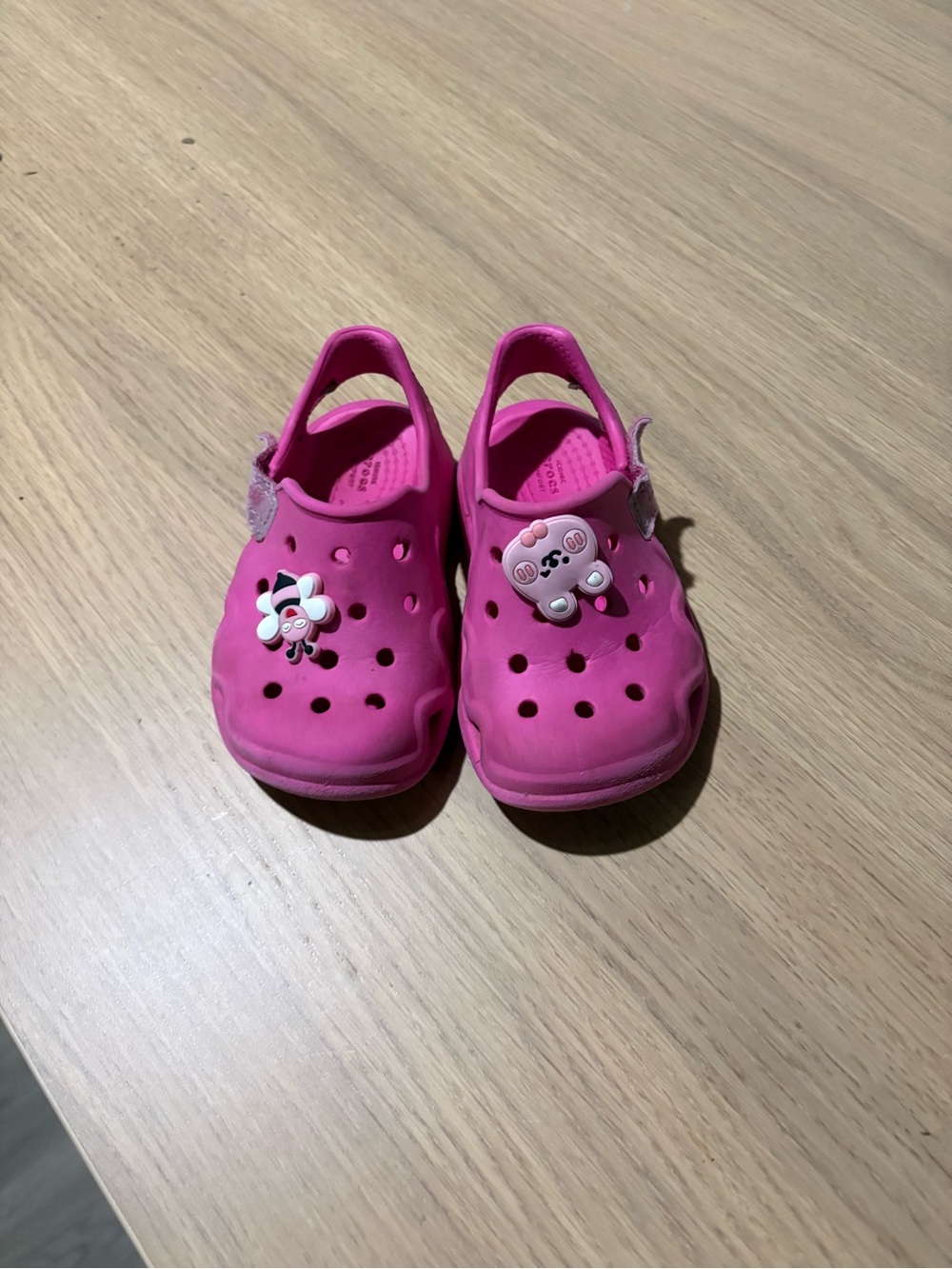 CROCS Kids Bright Pink Clog Sandals with Decorative Charms